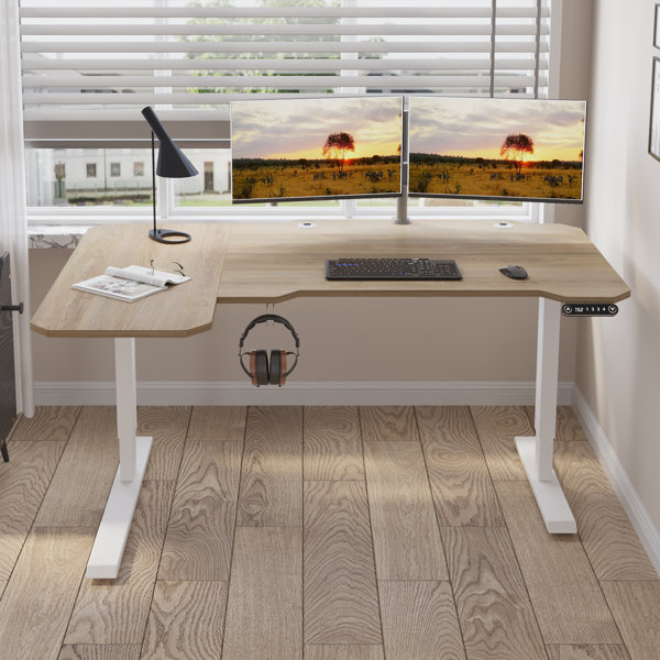 Inbox Zero Daycia Height Adjustable LShape Standing Desk & Reviews